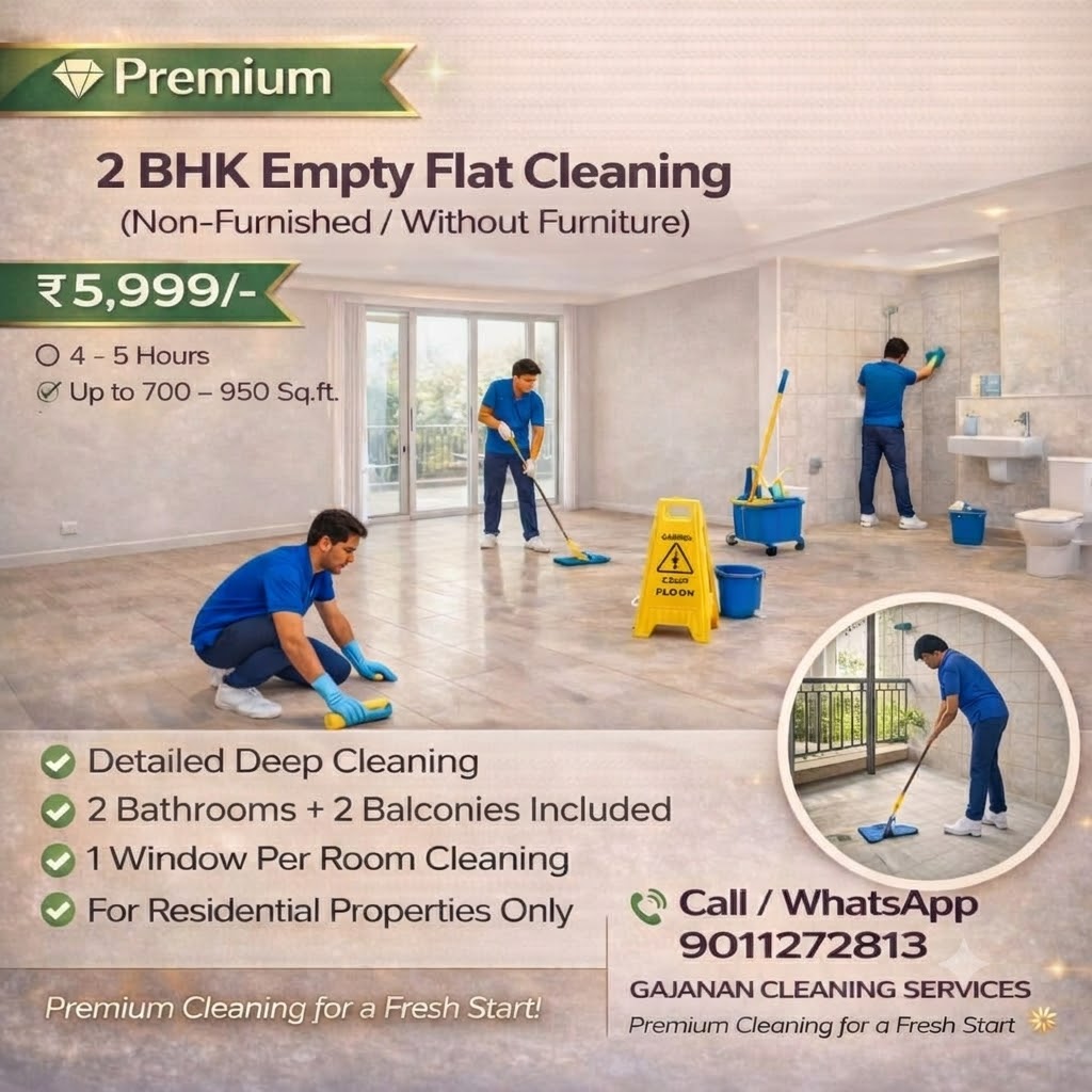 2 BHK Empty Flat Cleaning